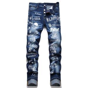 Designer Jeans Mens Denim Embroidery Pants Fashion Holes Trouser US Size 28-36 Hip Hop Distressed Zipper trousers For Male 2024 Top Sell