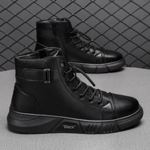 Slippers Men Shoes Autumn Flat Casual Boots Fashion Black British Boots Sport Lace Up High Top Botas curtas Zapatillas Hombre