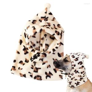 Dog Apparel Winter Hat Windproof Leopard Snood Scarf Cold Weather Gear For Cat Chinchilla Party Christmas