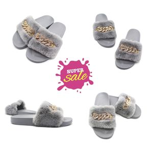 New wholesale in stock Winter Chain Diamond Plush Slippers Indoor and Outdoor Plush Flat Bottom Warm Slippers GAI fur chains Fluffy fall babouche Casual