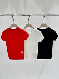 3002 2024 Spring Summer Märke Samma stil Tröja Svartrosa Vit Kort ärm Crew Neck Womens kläder Högkvalitativa Kvinnor Shun