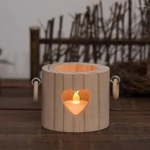 Candle Holders Wood Lights Holder Wooden Candlestick Succulent Plant Pot Tray Tabletop Centerpiece Tea Light Ornaments