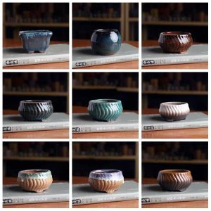 Planters Exquisite Ceramic Meaty Flowerpot Breathable Lovely Decor Flowerpot Chinese Yixing Mini Bonsai Succulent Thumb Flower Pot ZD12