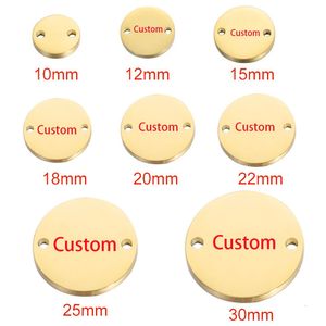 1030mm Custom Stainless Steel Textured Disc Charms 2 Holes Round Stamping Tag Double Hole Personalized Coin Findings 240309