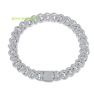 925 Sterling Silver Cuban Chain Jewelry High-End Design White Moissanite Armband Ready For Sale