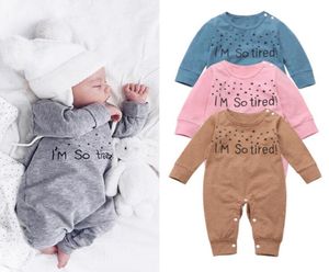 Çocuk Tasarımcı Giysileri Bebek Mektubu Baskılar Toddler Uzun Kollu Tulumlar Kızlar Erkekler Bahar Sonbahar Sıcak Onesies Tırmanma SUI5221279