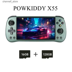 Игровые контроллеры Джойстики Портативный игровой плеер POWKIDDY X55 5,5 ДЮЙМОВ 1280*720 IPS-экран RK3566 Ретро игровая консоль с открытым исходным кодом Детские подаркиY240322