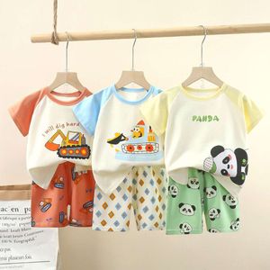 Sommar ny koreansk kort set baby halv ärm topp pojkar shorts casual lösa kläder barnkläder
