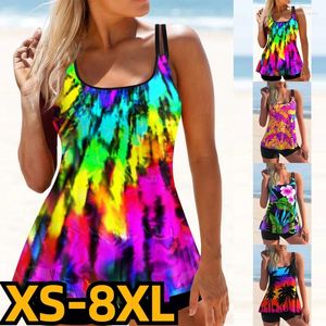 Kvinnors badkläder 2024 Kvinnor Två stycken Set Swimits Female Bikini Print Baddräkt Sexig monokini Summer High midja Beachwear Tankini