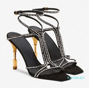 Satin Crystal-embellished Rhinestones Square-toe Sandals Open Toes Thin Doubletwisted Bands Ankle-strap High Heels Sandals Women Designers