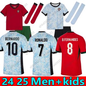 S-4XL 23 24 25 Portuguesas Soccer Jerseys Maillot Foot Joao Felix Ruben Neves Bruno Fernandes Diego J. Otavio 2023 2024 Portugueses Football Shirt Men Kids Kit Sets