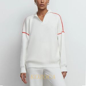 Kozoca SWEATER Kobiety luźne swobodne skoczki na dzianiny gęsty miękki sweter z długim rękawem pullover kołnierz polo topy 240329