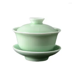 Teegeschirr-Sets Hochwertiges chinesisches traditionelles Celadon Gai Wan Teeset China Dehua Bone Cup Gaiwan Porzellan Teetasse Wasserkocher 50 % Rabatt