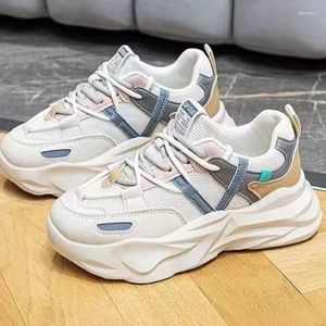 Casual Shoes Platforma modowa dla kobiet Chunky Sneakers Spring High Heels Lace Up Solid Round Palence Vulcanize plus rozmiar