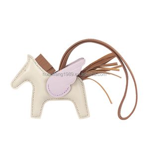 All hand sewn bag hanging decoration pony Pegasus matching leather sheepskin car pendant
