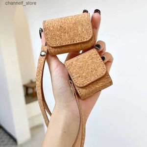 إكسسوارات أذن سماعة الأذن لـ Airpods Pro 2 Wood Grain Pattern Leather Bag مع علبة الحبل لـ AirPods 1 2 3 غطاء علبة مع keychain ropy240322