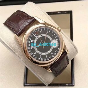 Luxusuhren Pateksphilipes Herren-Klassiker-Uhrenserie, automatische mechanische Datumsanzeige, 18-Karat-Roségold-Uhr, 37 mm, tiefbraune Scheibe, 6000R-001, FUN TB