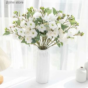 Faux Floral Greenery 5 forks 20 heads large Artificial Flowers silk rose for Christmas Wreaths Home windowsill bonsai Wedding arch Decor accessories Y240322