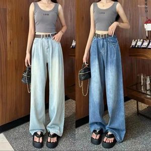 Women's Jeans Women Straight Korean Casual Wide Leg Trousers Female 2024 Autumn Winter Loose High Waist Denim Pants