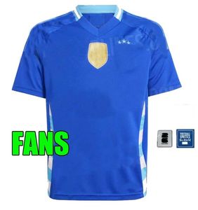 Ny 2024 2025 Argentina Soccer Jerseys Fans Player Version Messis Mac Allister Dybala Di Maria Martinez de Paul Maradona Men Women Football Shirt Blue 24 Kids Kit 4734