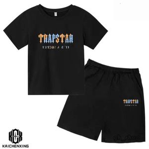 T Shirts 2024 Summer TRAPSTAR Tshirt Kids Boys Beach Shorts Sets Streetwear Tracksuit Men Women Clothes Girls Sportswear Shirt 9955