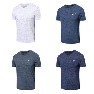 Summer men's ice silk short sleeved T-shirt, elastic quick drying clothes, fitness and outdoor clothing, breathable and sweat absorbing top