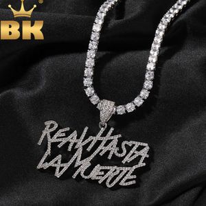 TBTK Real Hasta La Muerte Rapper Anul Fashion Pendant Necklace Iced Out Cubic Zirconia 2rows Letters Hiphop Jewelry