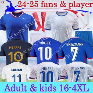 24 25 Benzema Mbappe Soccer Jerseys Player Version Griezmann Pogba 2024 French Coupe du Monde National Team Francia Giroud fans Kante Football Shirts