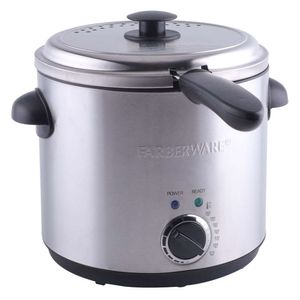 Farberware, Deep Fryer, Clear, 2QT 라운드 용량, 스테인레스 스틸, 분리 가능한 바구니.