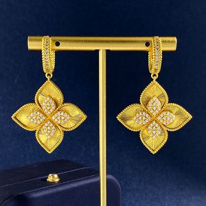 orecchini firmati trifoglio di marca di lusso per donna oro 18 carati argento 4 foglie fiore cristallo diamante brincos orecchini orecchino orecchini anelli collana gioielli braccialetto