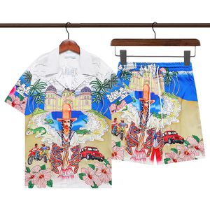 Tracksuits Summer Shirts Men Clothing Color Ing Print Shirt Casual Loose Shorts Beach Short Sleeve Set