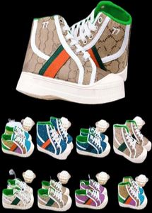 Barn designer casual sneakers tiger childrens tennis 1977 sneaker flickor pojkar tiger blomma tryck elfenben canvas linne tyg hög low1984889