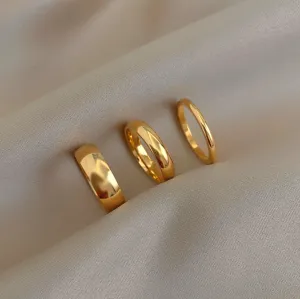2mm 4mm 6mm 14k Yellow Gold Plated Silver Color Knuckle Rings For Lady Minimalist Gold Rings For Women
