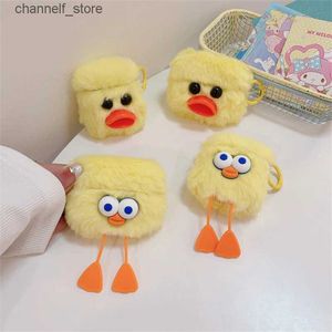 Earphone Accessories Furry Cute Duck Earphone Case for Airpods 1 2 3 Pro 2 Cover Wireless Headphone Earbuds Protecetive Cover for Airpods Pro 2 CaseY240322