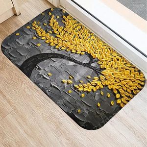 Carpets Tree Oil Painting Diatoms Non-Slip Carpet Super Absorbent Door Mats Doormats Outdoor Kitchen Bathroom Floor Mat Rug Home Decor