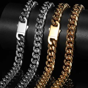 Stainless steel round grinding CUBAN CHAIN tide brand hip hop smooth button Miami titanium steel necklace bracelet Jewelry