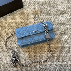 Sacos de vaidade da camélia azul escuro de designer de mulheres com contas de calor de paixão Cadeia de metal de prata crossbody ombro do telefone