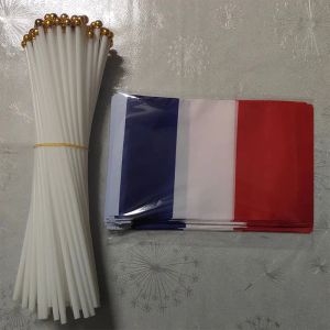 Zubehör KAFNIK, 50 Stück, die kleine französische Flagge, 14 x 21 cm, Frankreich-Flagge, die Hand-Nationalflagge mit Stangenübergabe-Flagge