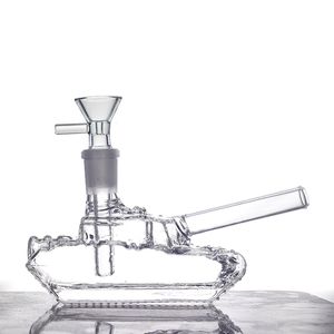 1 Stück kleine Bong Wasserpfeifen Wasserpfeifen dickes Glas Ölbrenner Bongs Perkolator Wasserpfeifen Recycler Dab Rigs mit 14 mm männlichem Downstem-Öltopf