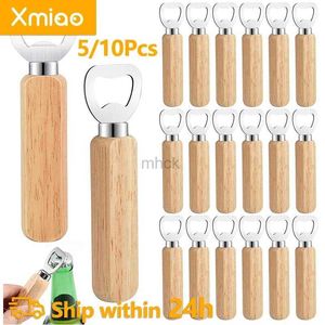 Bar Tools 5/10Pcs Wooden Bottle Opener Beer Can Opener Household Kitchen Bar Tools for Home Handle Handheld Wine Soda Glass Cap Gadgets 240322