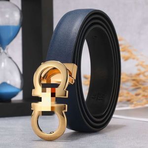 2024 Designer Feragamo Luxury Belt är lämplig för kvinnlig klassisk Ferrara Casual Fashion Business Cowhide Double Sided Headless Replacement Belt Black