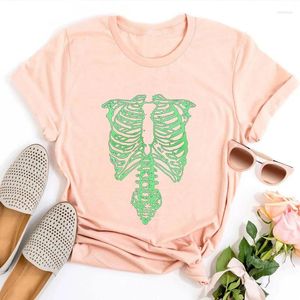 Women's T Shirts Black The Spinal Skeleton T-shirt Gothic Clothing Pattern Shirt Unisex Summer Aesthetic Women Clothes