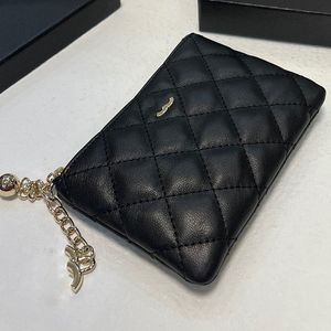 Portamonete portatile in pelle di agnello neutra completamente dorata o con fibbia in argento Portamonete interno ed esterno Ciondolo con sfera in metallo a due colori Borsa con reticolo di diamanti Borsa per carte 14,5x9 cm