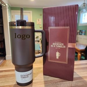 With logo CHOCOLATE GOLD 40oz Mugs Tumblers With Handle Insulated Tumbler Lids Straw Stainless Steel Coffee Termos Cups US Stock ready to ship 1:1 SAME US STOCK