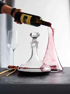 Bar ferramentas grande capacidade decanter artesanal cristal vinho tinto brandy champanhe óculos decanter garrafa jarro pourer aerador para barra de família 240322