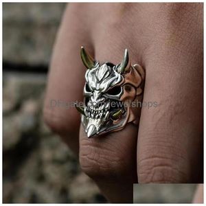 Band Rings Vintage Erkek Demon Öfke Skl Erkekler için Gotik Punk iskelet Mücevherleri Hiphop Rock Biker Cadılar Bayram