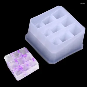 Bakning mögel kristalllim diy fyrkantiga kvadrater läppstift låda silikon mögel pos på bord ornament som gör dekorativ epoxi
