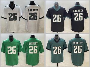 Zszyte koszulki piłkarskie 26 Saquon Barkley 2024 Zielone czarne białe mężczyźni kobiety młode Jersey