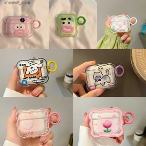 Acessórios para fones de ouvido Ins Cute Cartoon Flower Wave Capa de fone de ouvido para AirPods 1 2 Pro Caixa de carregamento de fone de ouvido Capa protetora para Air pods 3 2021 KeyringY240322