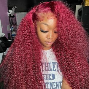 Water Wave Burgundy 13x6 HD Lace Huser Hair Hair Rigs للنساء الأحمر الملون 13 × 4 الدانتيل الشفافة مجعد الموجة العميقة